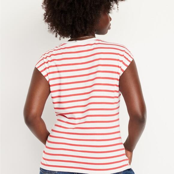 Old Navy White & Red Stripe EveryWear Side Tie Top - Picture 8 of 11